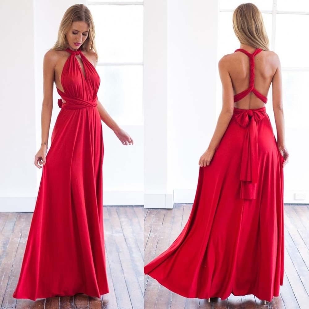 Red Beauty Goddess Dress Long Maxi