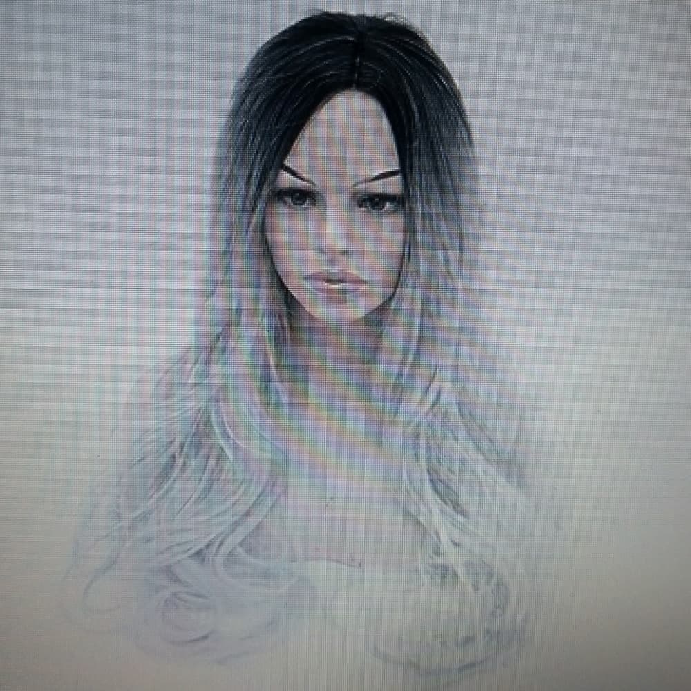 Black Grey Heat Resistant Wig