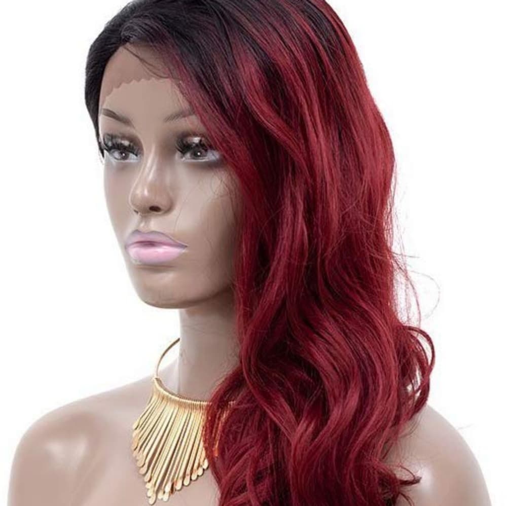 Ombre Black Red Lace Front Wig