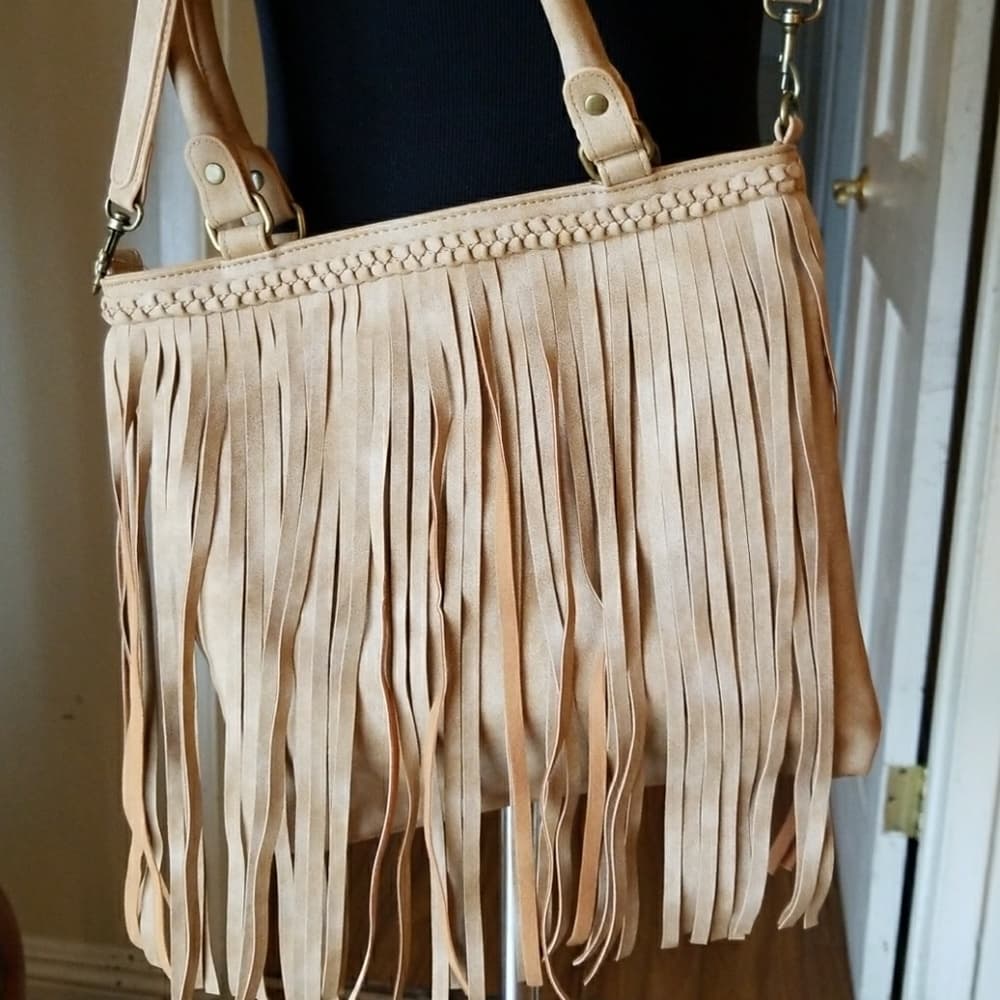 Brown Fringe Beauty Purse