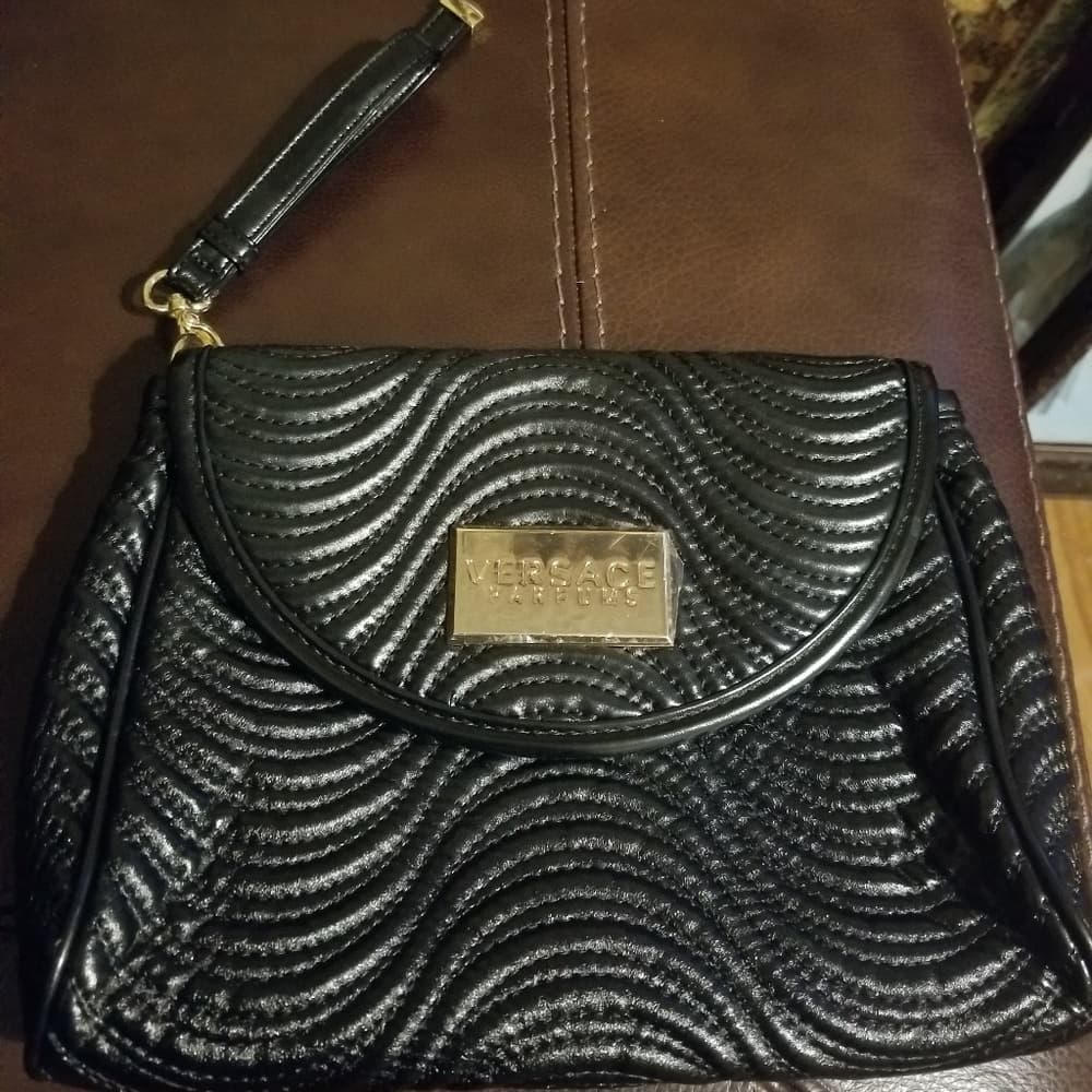 VERSACE Parfums Black Wristlet Bag Clutch Bag Ver
