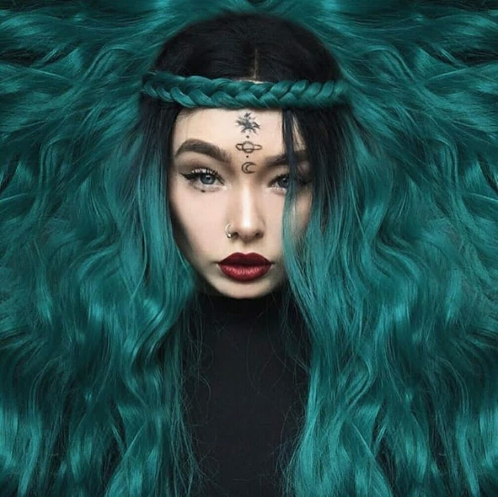 Black Green LaceFront Wig
