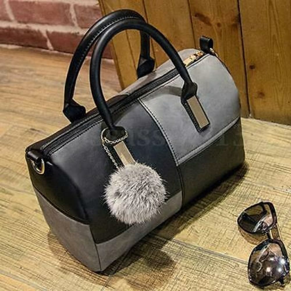 Black Leather Shoulder Handbag