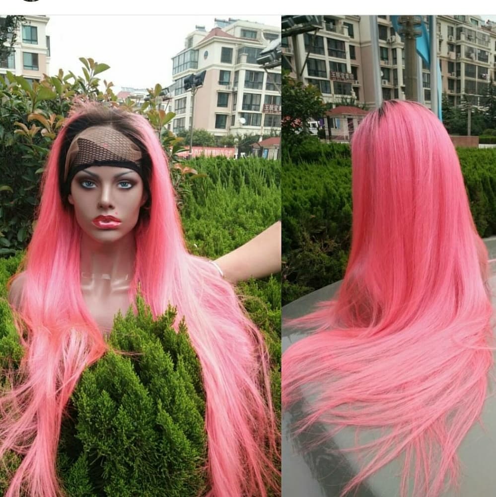 Ombre Black Pink Gull lace Wig, part anywhere