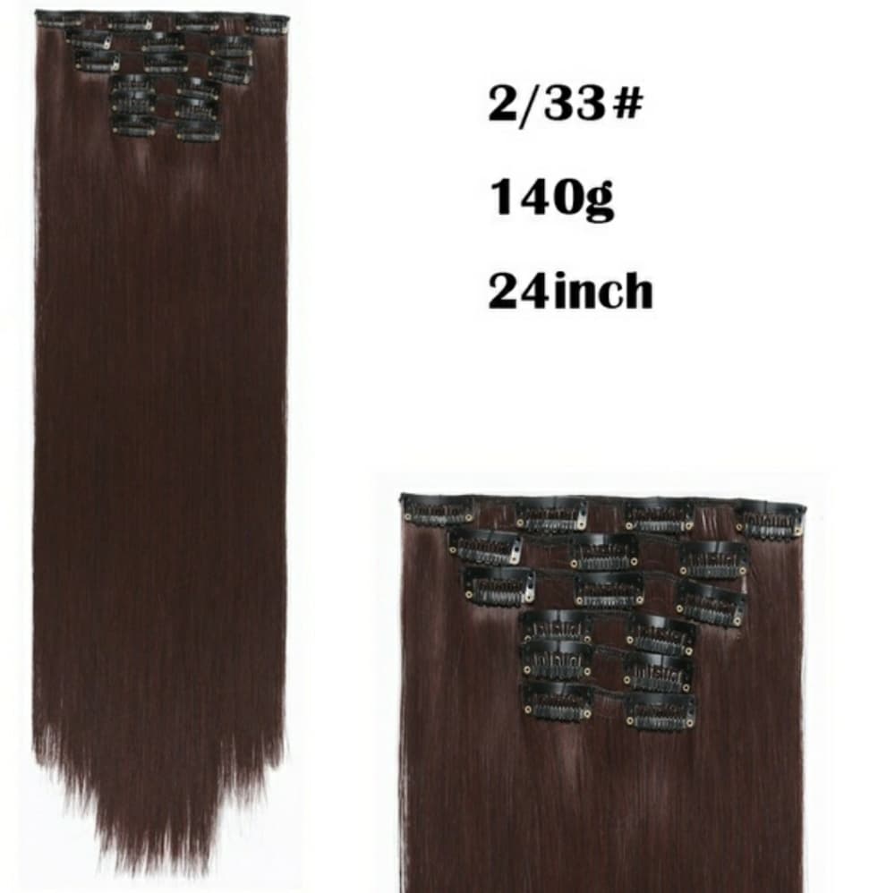 Brown Red Full Head Clip in Extension