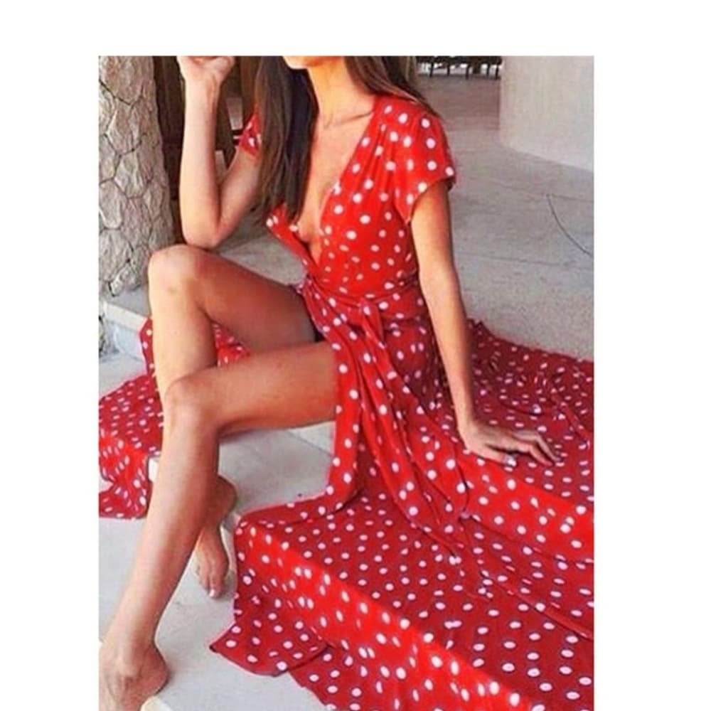 Red and White Long Boho Beauty Dress