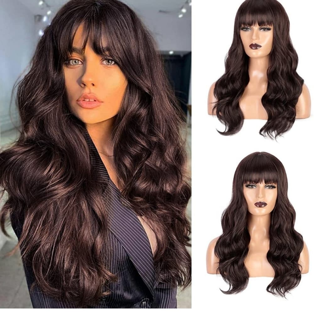 Dark Brown Full Wavy Wig
