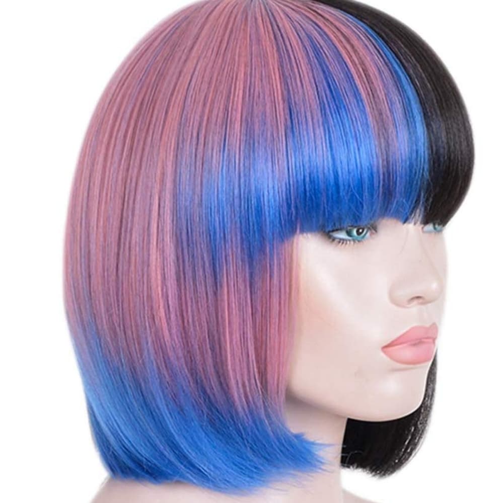 Pink Blue Black Bob Wig