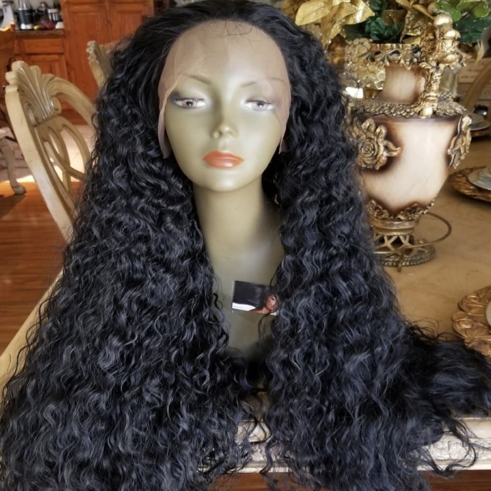 Curly Human Hair Blend Lace Front Wig 30 inches