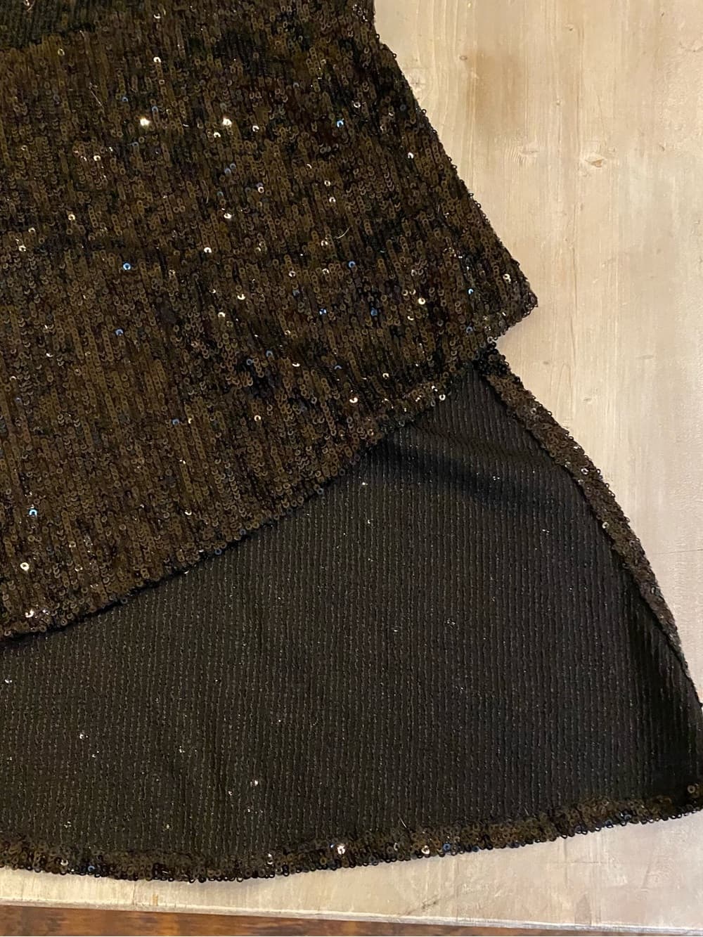 Express Black Sequin Spaghetti Strap Evening Gown