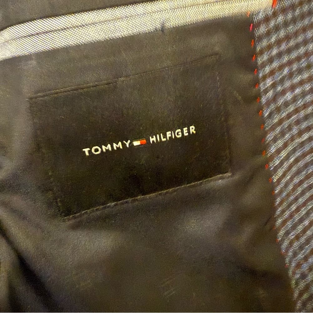 Tommy Hilfiger Blue Check 2-button Mens blazer 48R Polyester blend