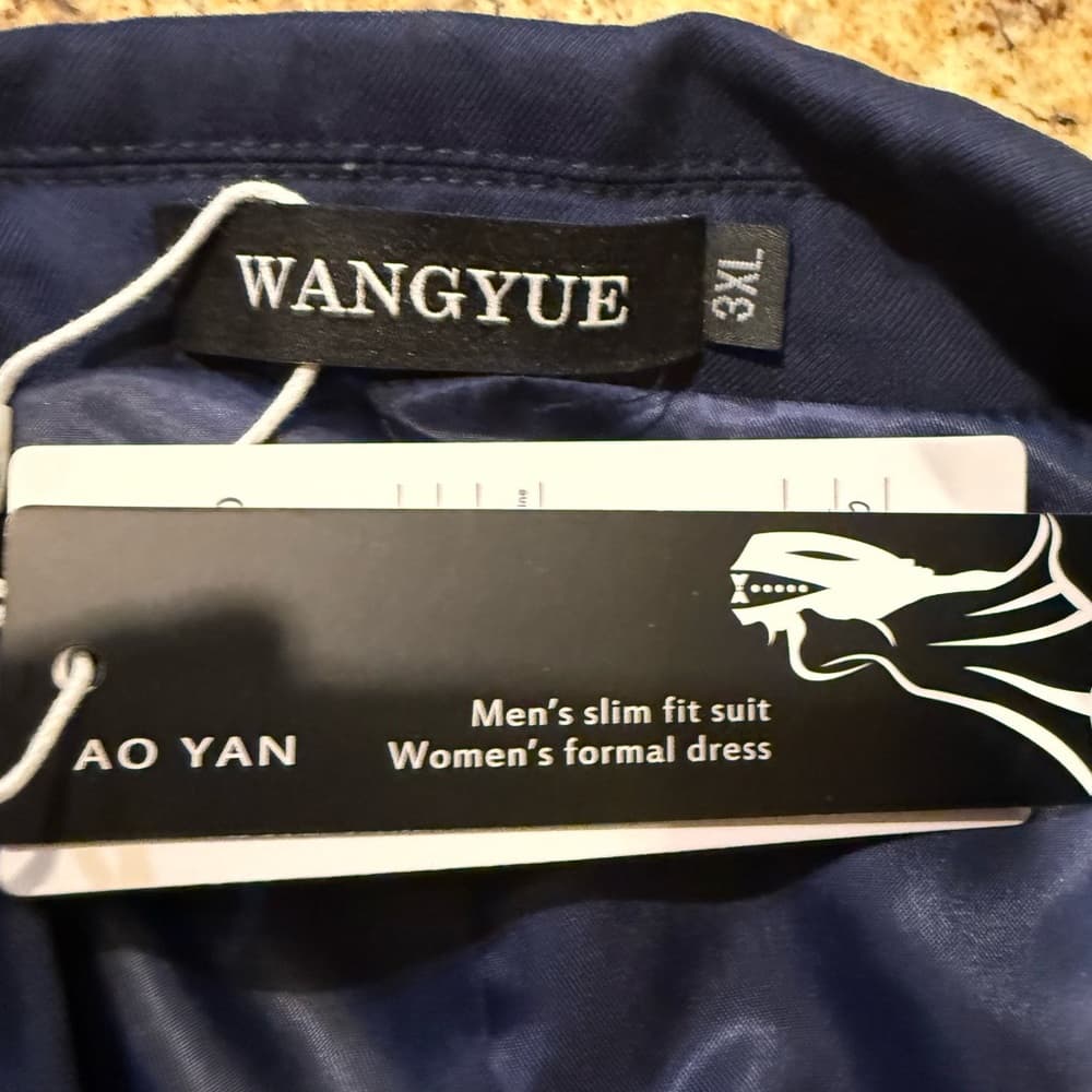 New wangyue navy blazer XXXL and dress pants(42 inches from top to bottom)