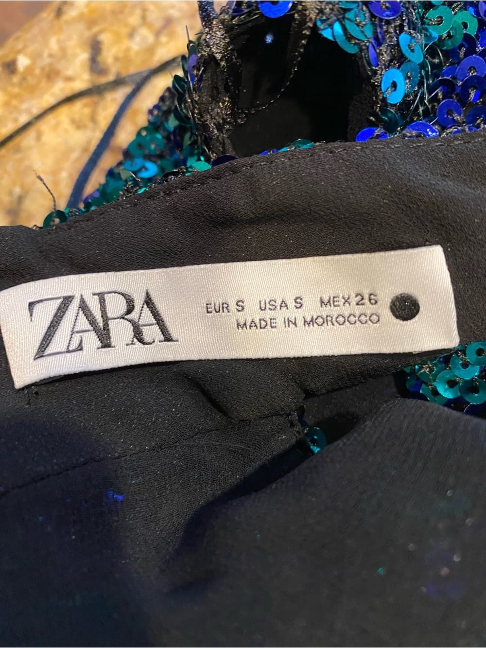 ZARA sequined Halter Party Top in Blue and Green