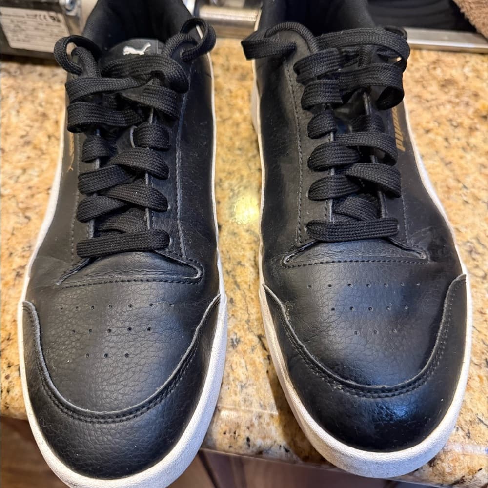 Puma Black and White Low-Top Sneakers