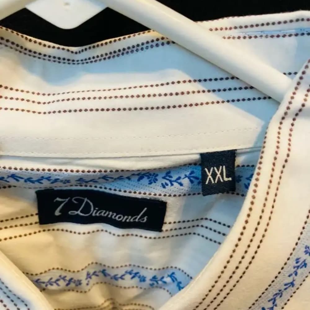7 Diamonds Blue and White Dress Shirt with Striped Pattern