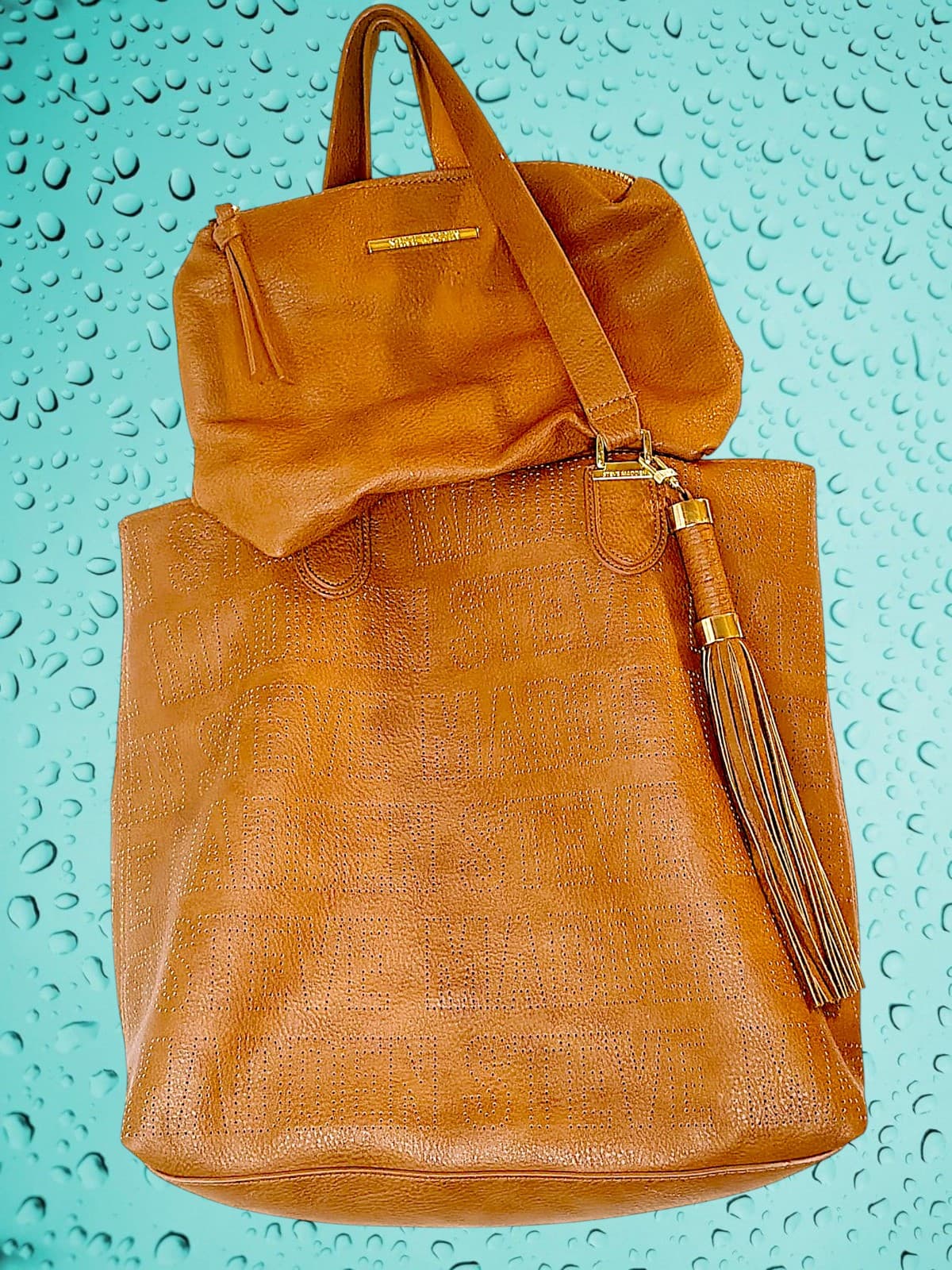 STEVE MADDEN Large Stitched Logo Tote w/ Bonus Beauty Bag: