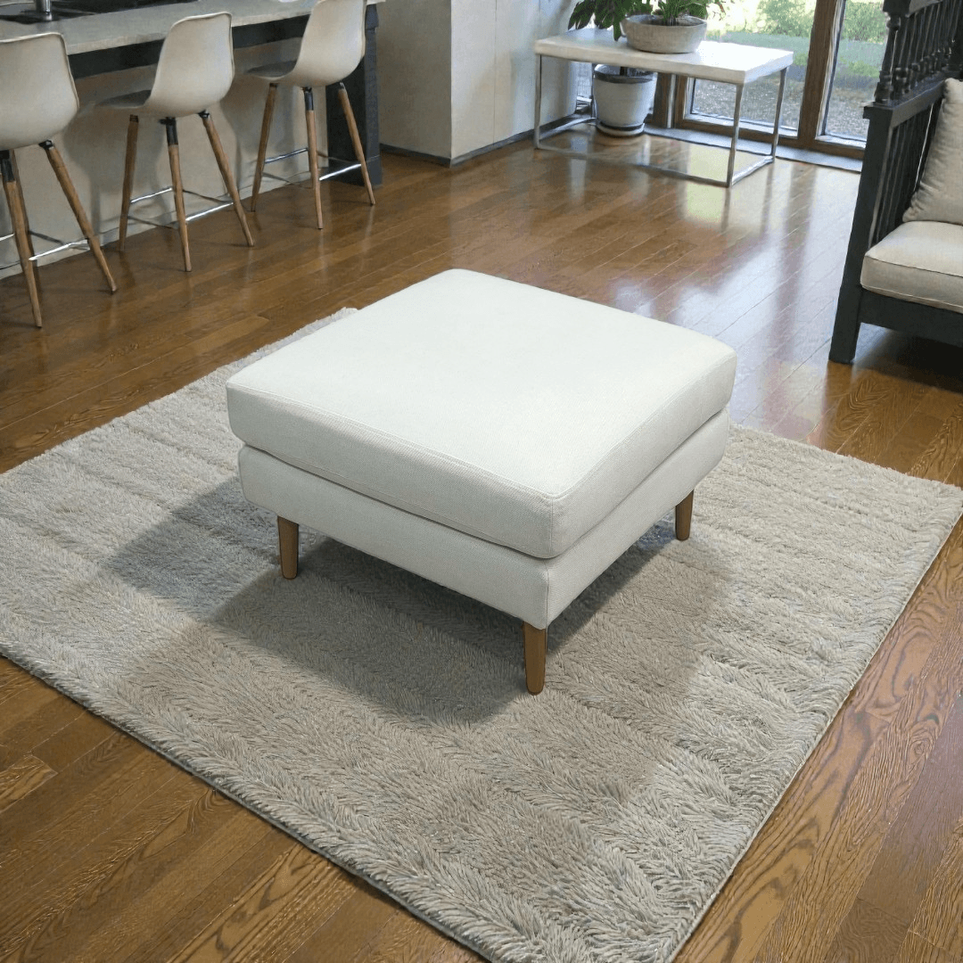 Burrow Nomad Ottoman - Cloud with Walnut Finish Leg