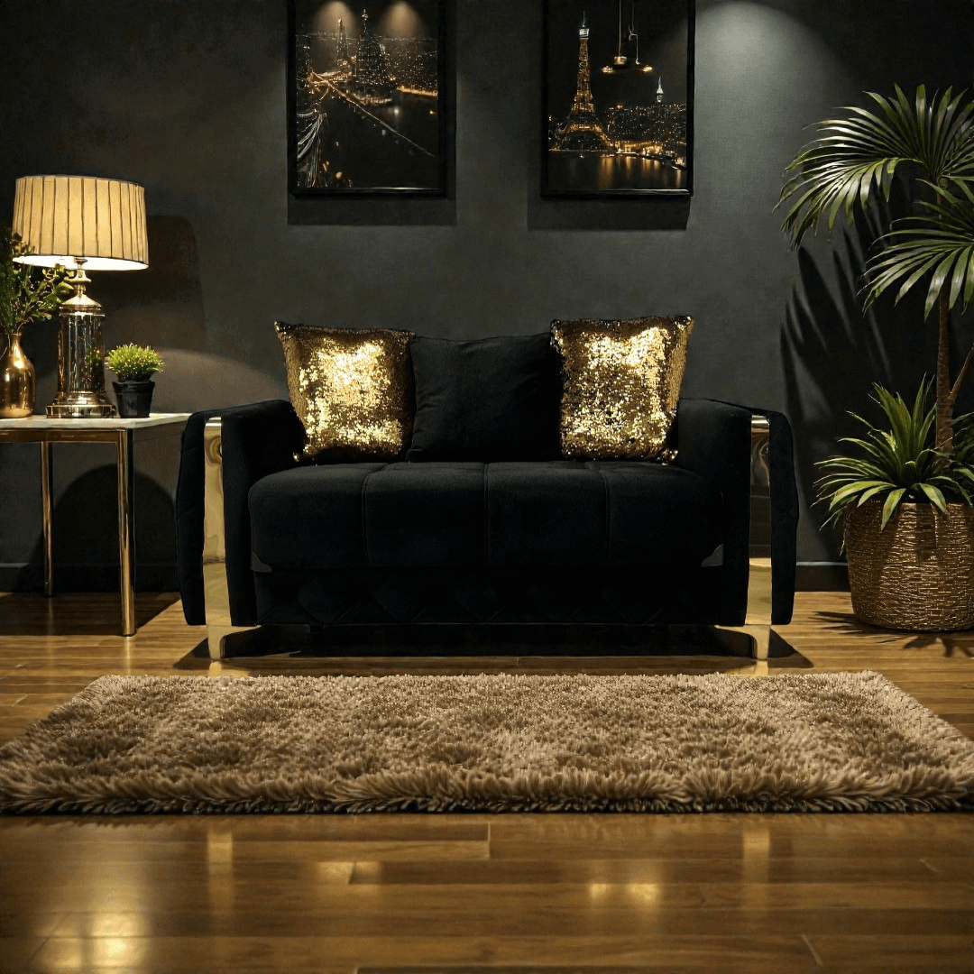 Latitude Run Lust Modern Style Loveseat In Black