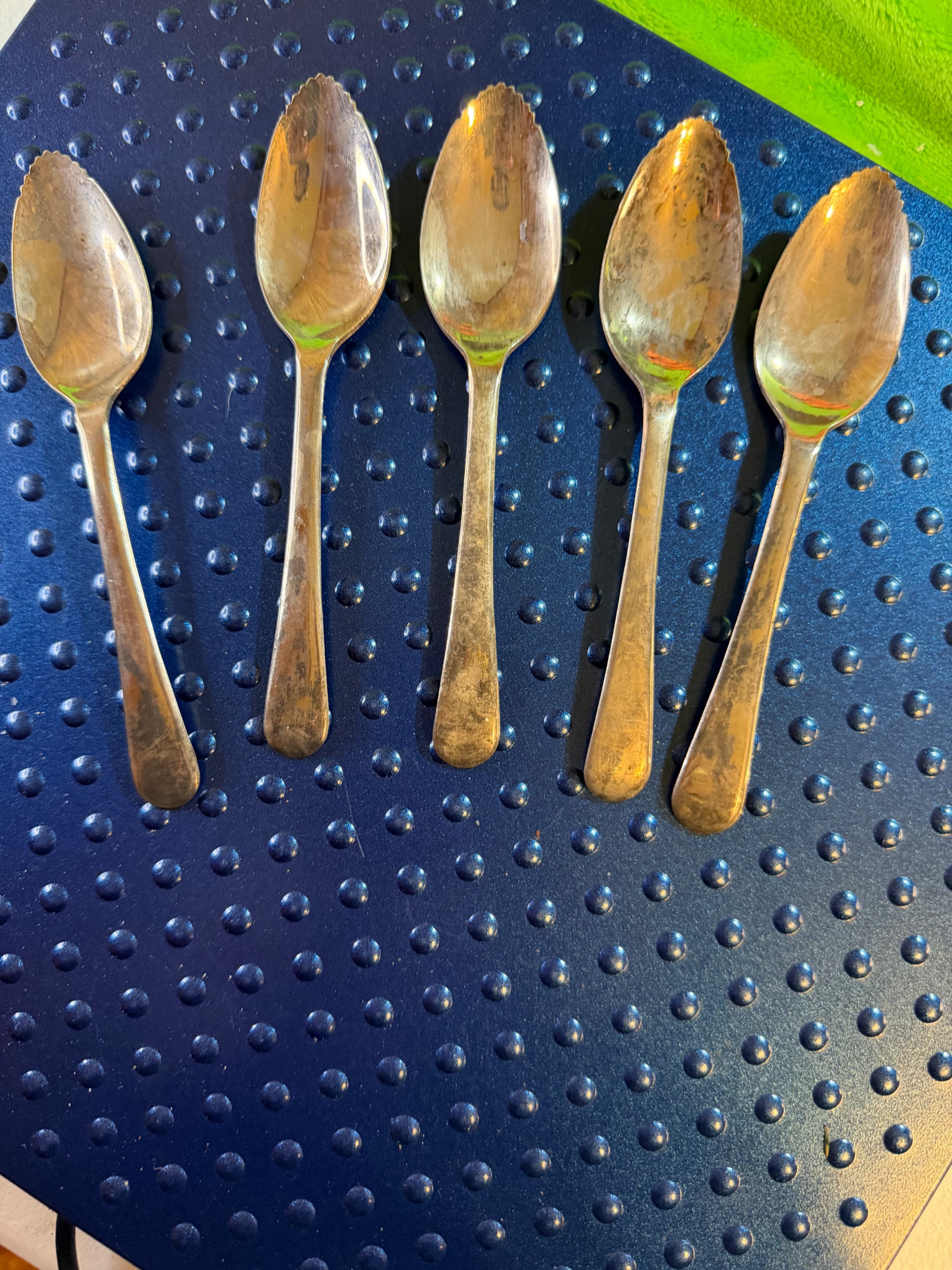 Vintage Silver Plated Sheffield England Teaspoons Lot of 5 Tarnished