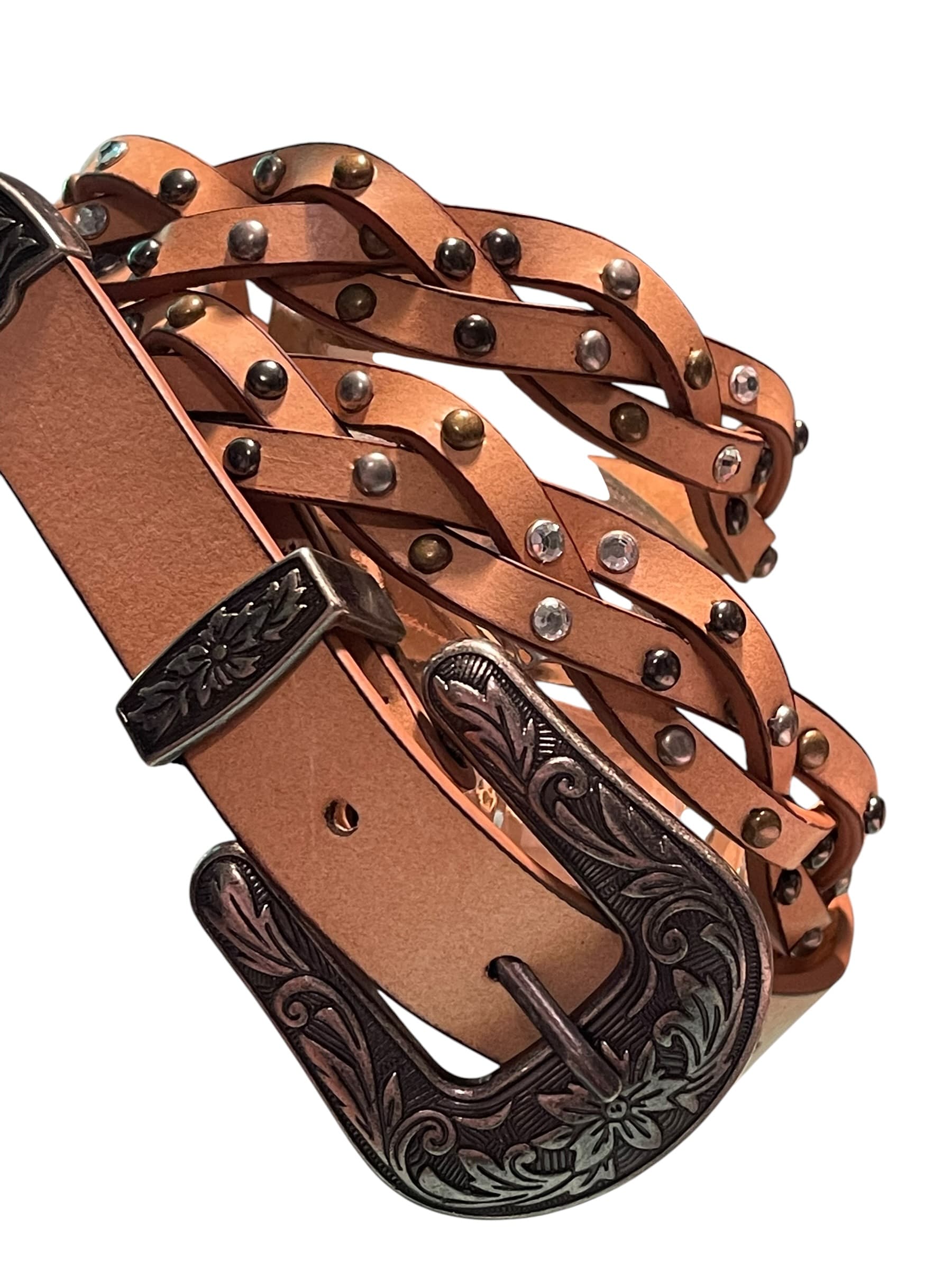 Bit & Bridle Women’s Braided Embellished Leather Western/Cowgirl Belt