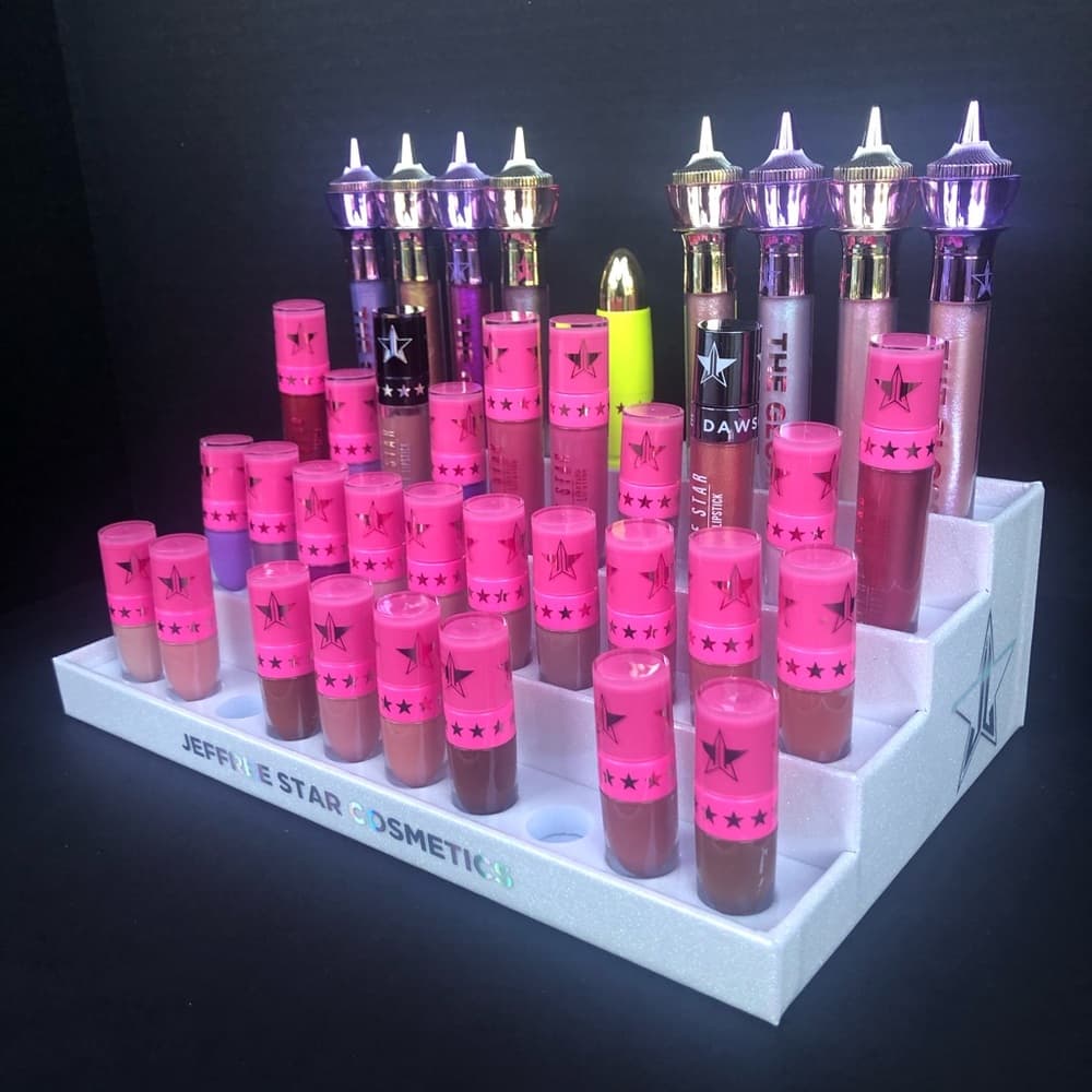 Jeffree Star White Glitter VLL Makeup Display