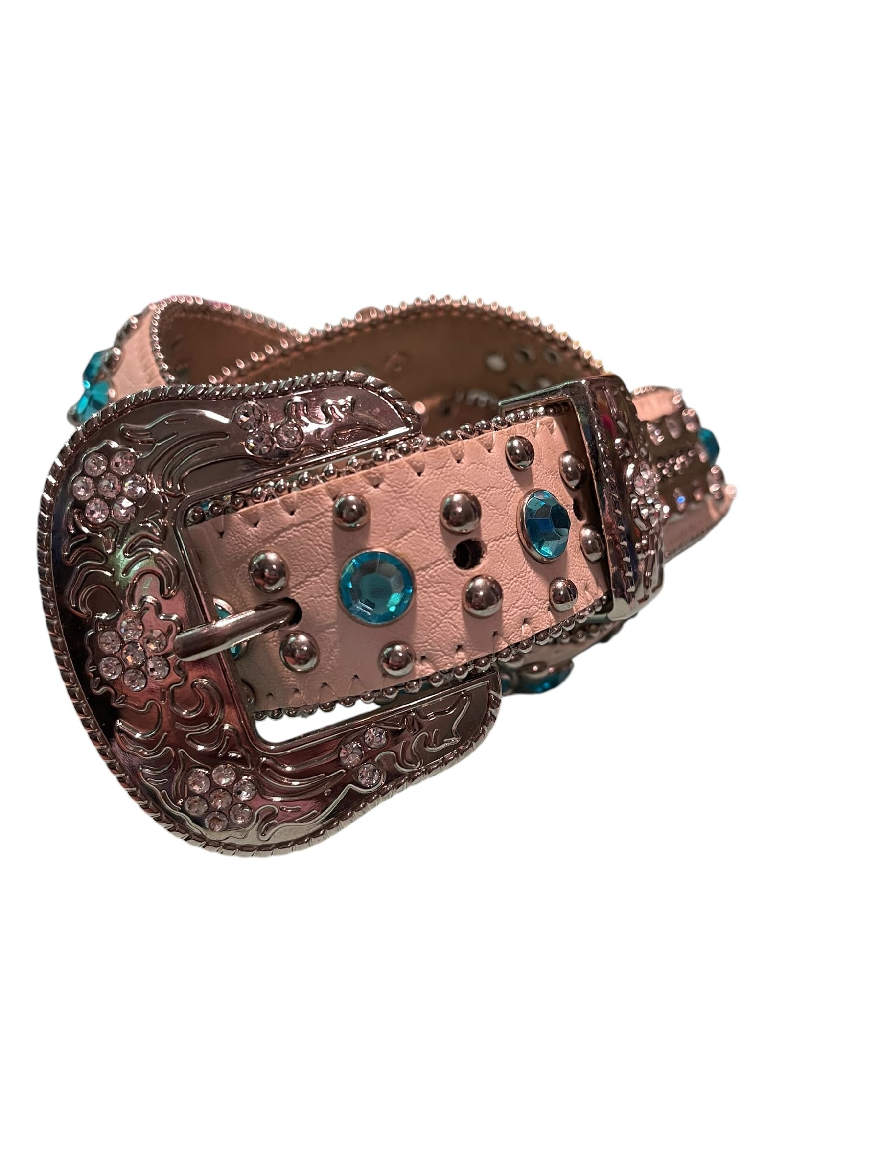 BHW Women’s Rhinestone Studded Leather Western Cowgirl Belt