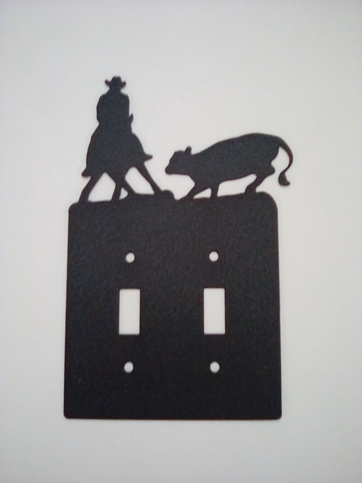 Double Switch Plate Cover Cowboy Horse Roundup Farm Cabin Ranch Lodge Rustic New
