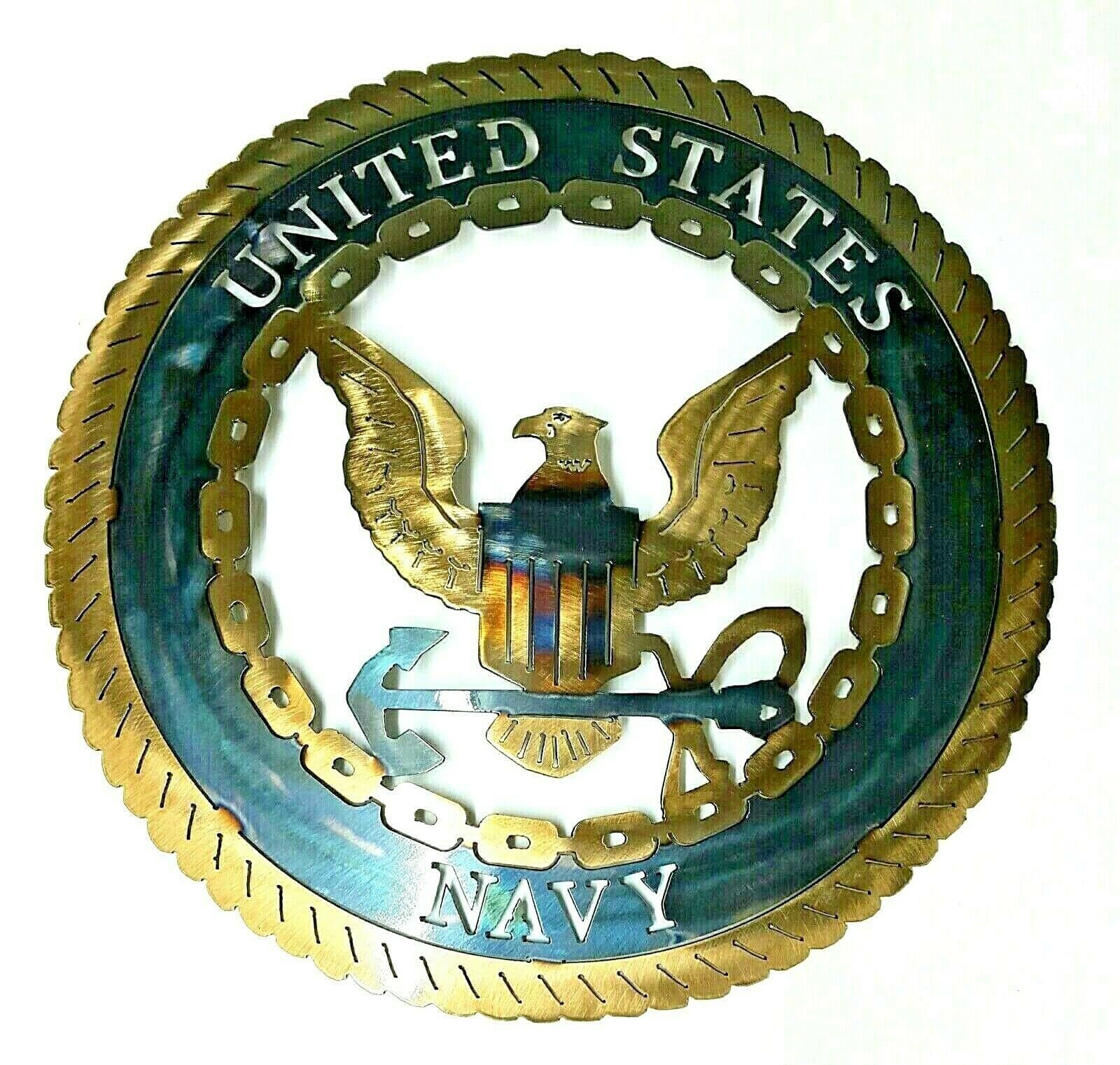 Navy Lazart Metal Decorative Round Shield Military Emblem Naval Force Gift A5