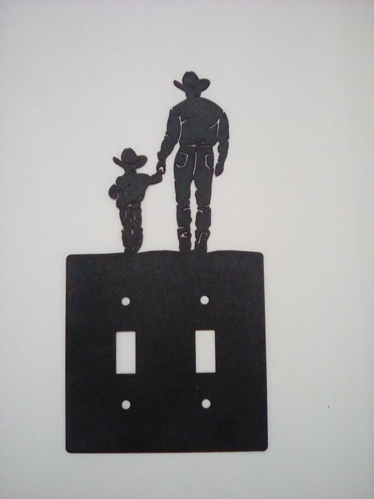 Double Switch Plate Cover Cowboy Son Metal Farm Cabin Ranch Lodge Rustic New