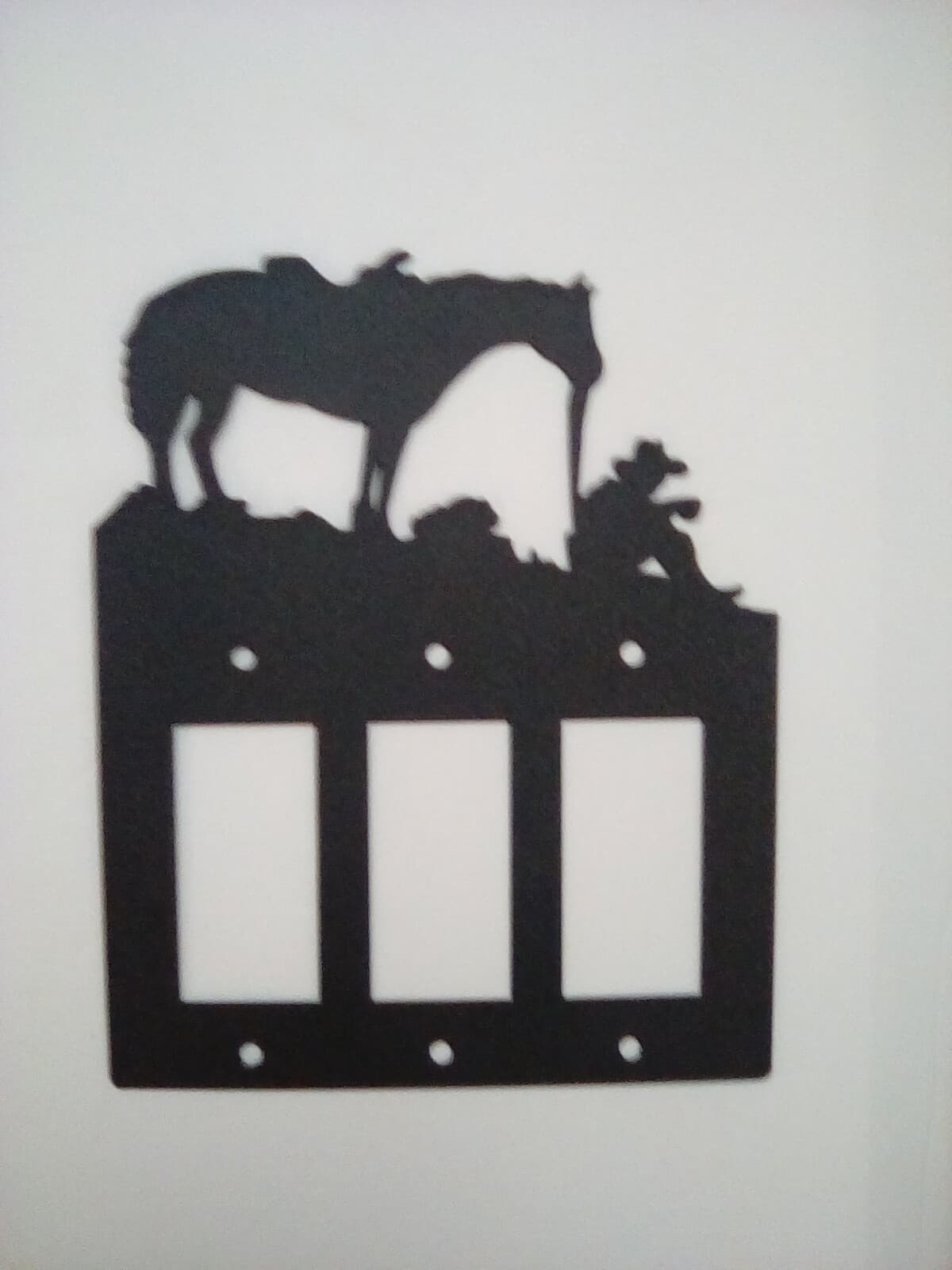 Triple Toggle Plate Cover Cowboy Horse Farm Cabin Ranch Lodge Rustic New