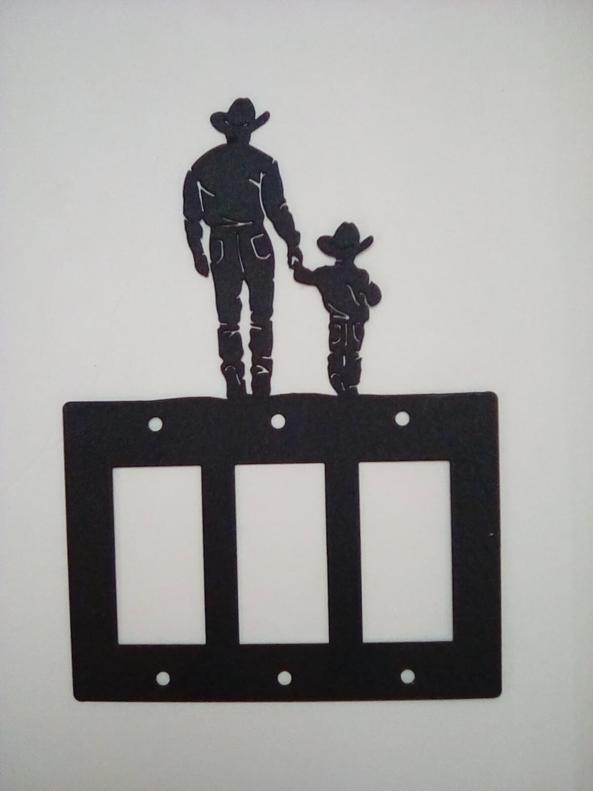 Triple Toggle Plate Cover Cowboy Son Country Metal Farm Ranch Lodge Rustic