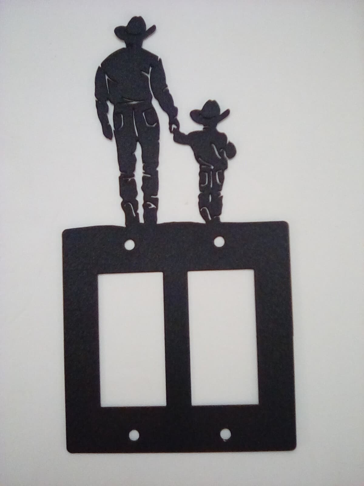 Double Toggle Plate Cover Cowboy Son Metal Farm Cabin Ranch Lodge Rustic New