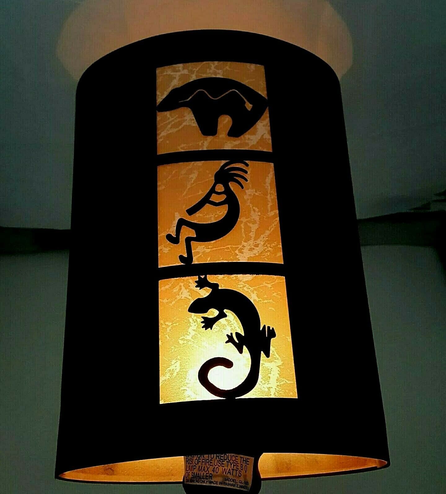 Lazart 26" Table Lamps Laser Cut With 3 Icons on shade Rust Finish 3 Variations