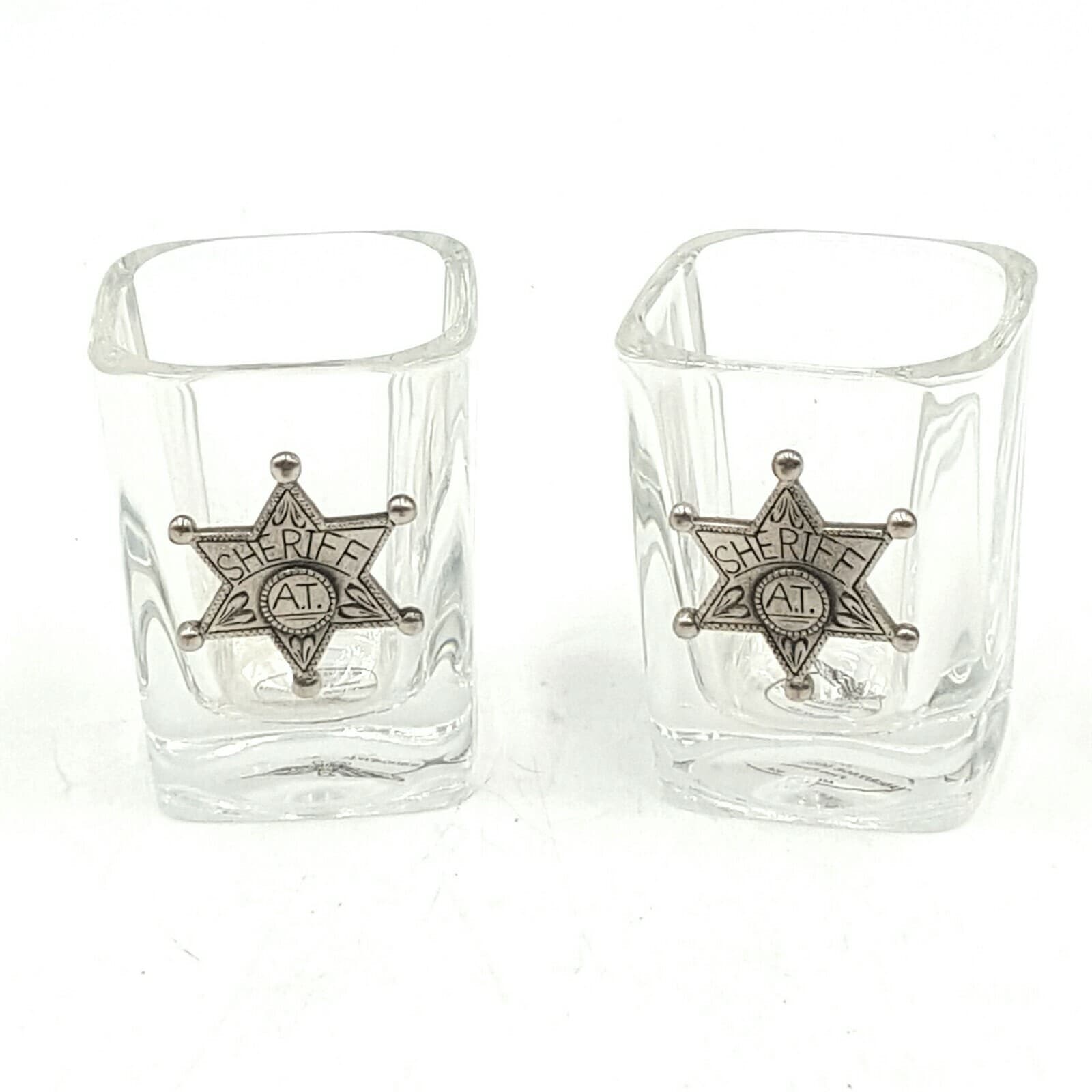 Sheriff Themed Shot Small Glasses Candle Holders Kitchen Dinning New