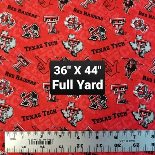 Texas Tech Red Raiders College Sports Material Fabric 100% Cotton Full Yard