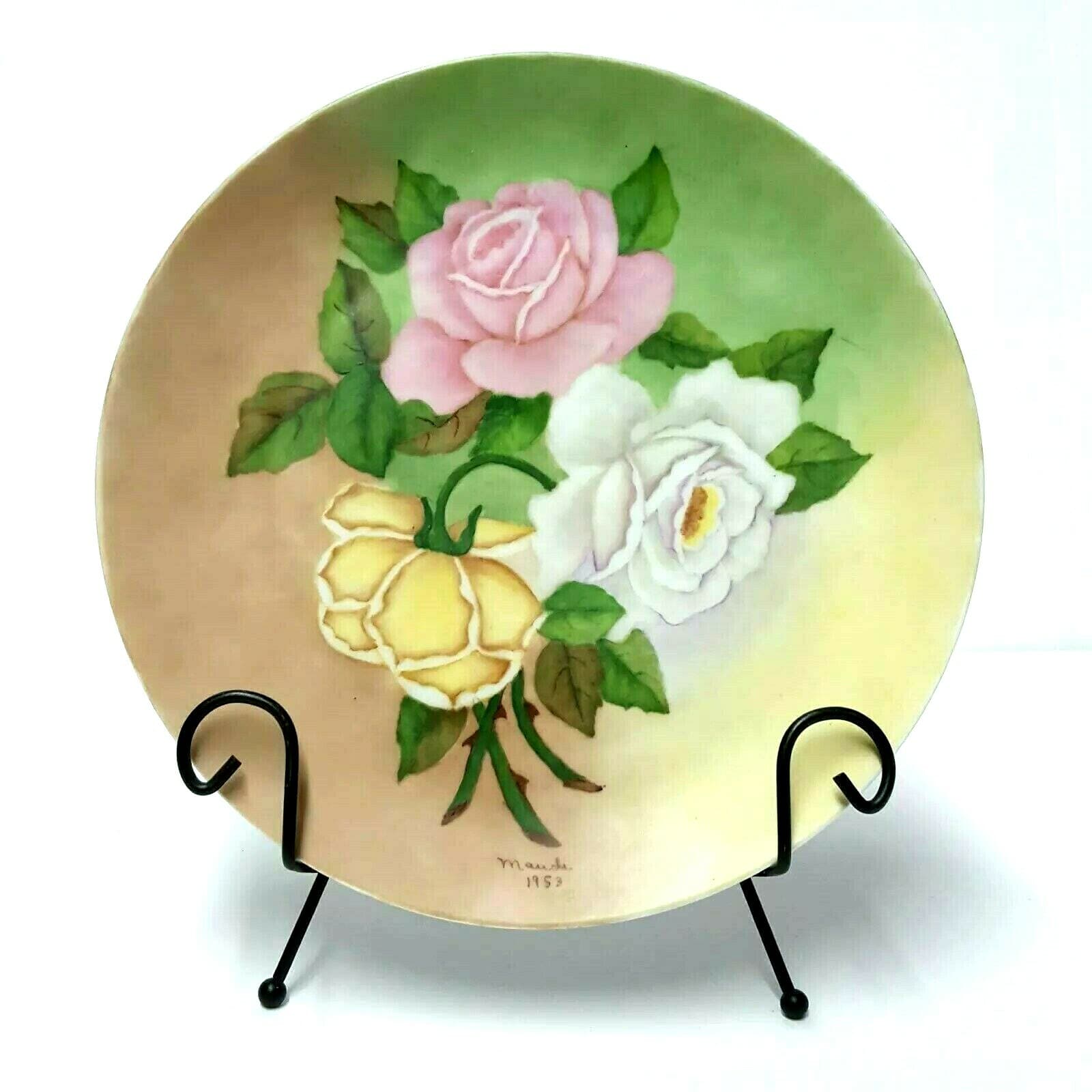 Porzellanfabrik Arzberg Bayern Collector Plate Flowers Roses Collectible 1953 C3