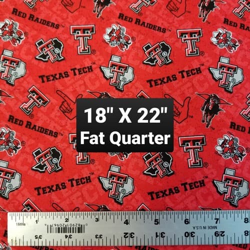 Texas Tech Red Raiders College Sports Material Fabric 22" x 18" Fat Quarter 100%