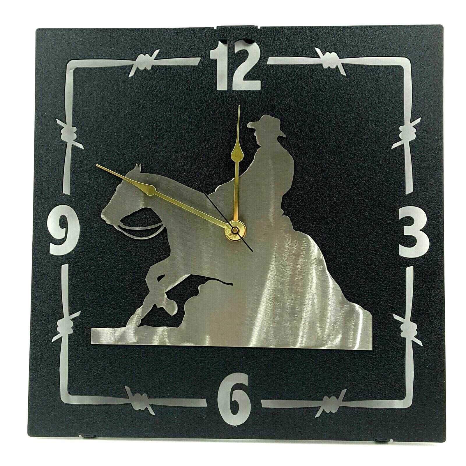 Rustic Western Reiner Wall Clock Home Accent Decor Metal Lazart Cabin Wildlife