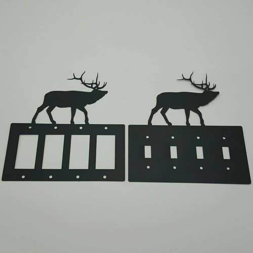 Wildlife Elk Black Quadruplet Switch Toggle Plates Country Western Cabin Lodge