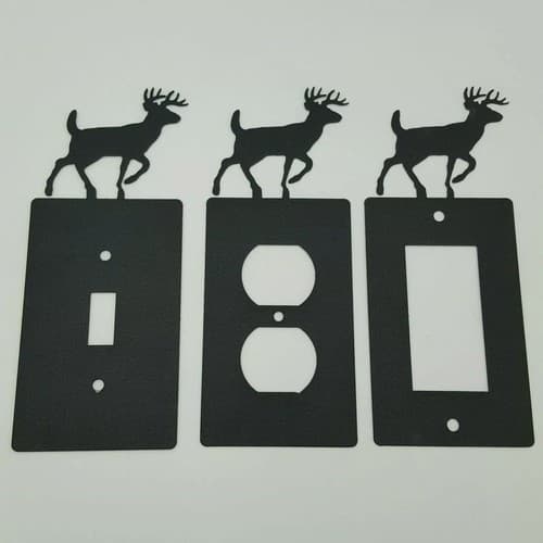 Wildlife Deer Elk Black Outlet Covers Switch Plates Toggle Country Western Cabin