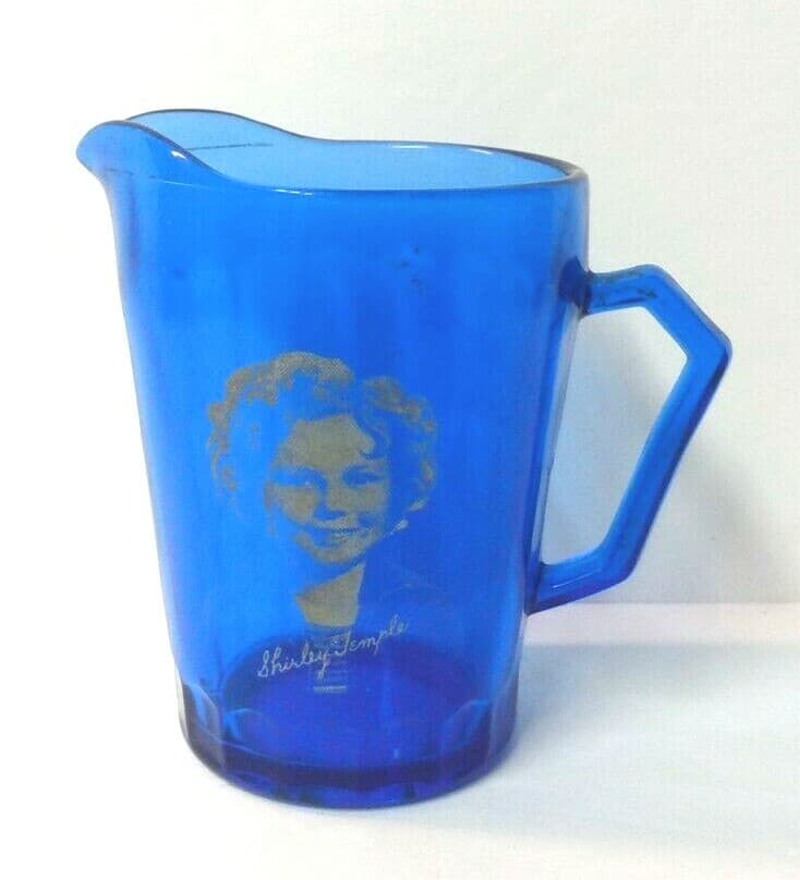 Vintage 1930's Shirley Temple Cobalt Blue Depression Glass Creamer Pitcher