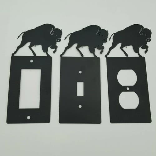 Wildlife Buffalo Black Outlet Covers Switch Plates Toggle Country Western Cabin