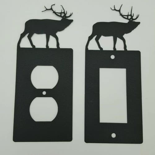 Wildlife Elk Black Outlet Covers Switch Plates Toggle Country Western Cabin