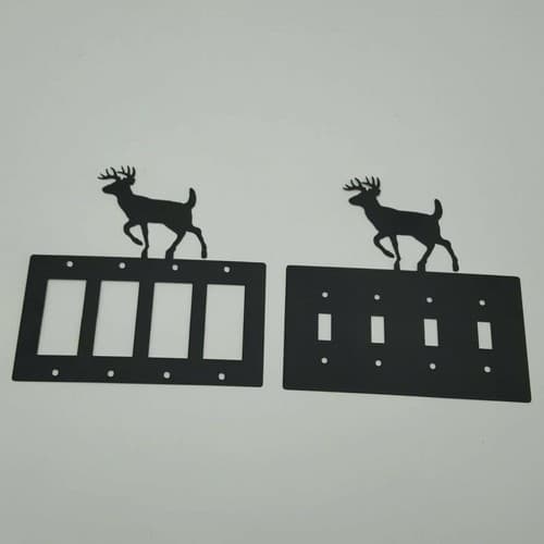 Wildlife Deer Elk Black Quadruplet Switch Toggle Plates Country Western Cabin