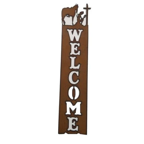 Soldier Kneeling Welcome Sign Metal Female Army Navy Military Veteran Wall Decor