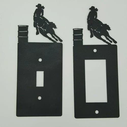Barrel Racing Cowgirl Black Outlet Covers Switch Plates Toggle Country Western