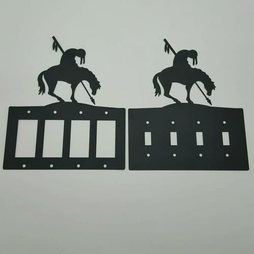 End Of The Trail Black Quadruplet Switch & Toggle Plates Country Western Cabin