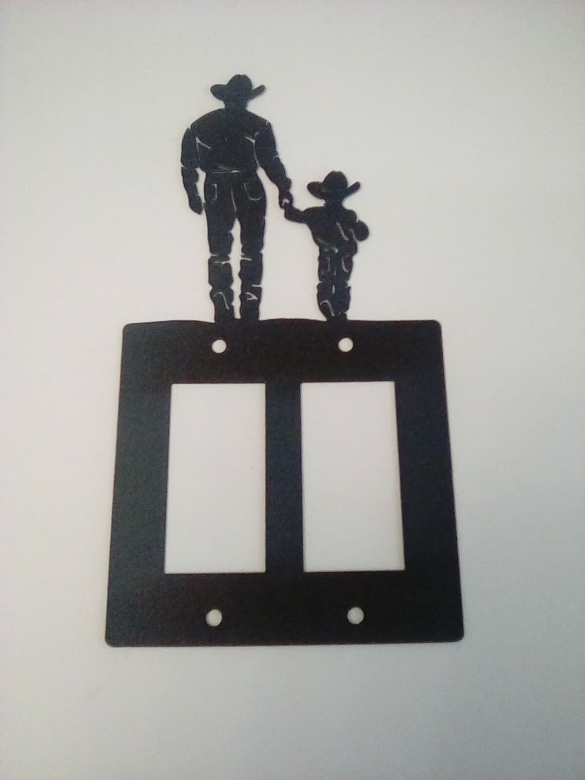 Cowboy And Son Walking Toggle Plate Cover Metal Silhouette Men Country Ranch