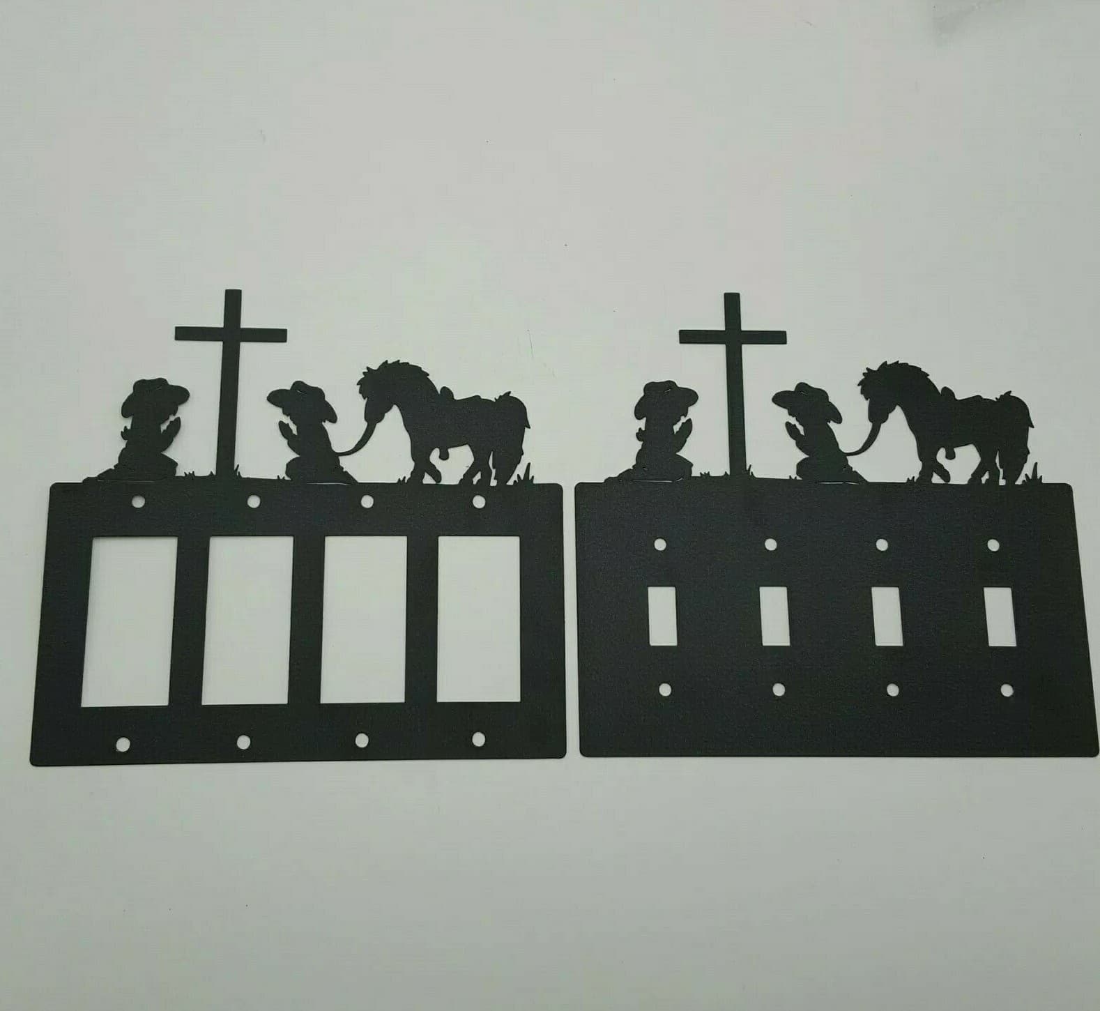 Children Kneeling In Prayer Quadruplet Switch & Toggle Plates Country Western