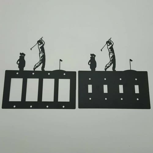 Golf Golfer Golfing Swing Men Quadruplet Switch & Toggle Plates Sport Design